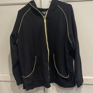 3/25.00 Vsport by Venezia black with gold accents zipper jacket plus size.